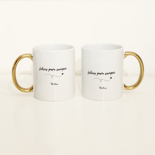 Tazas Sr y Sra asa Dorada- Personalizables