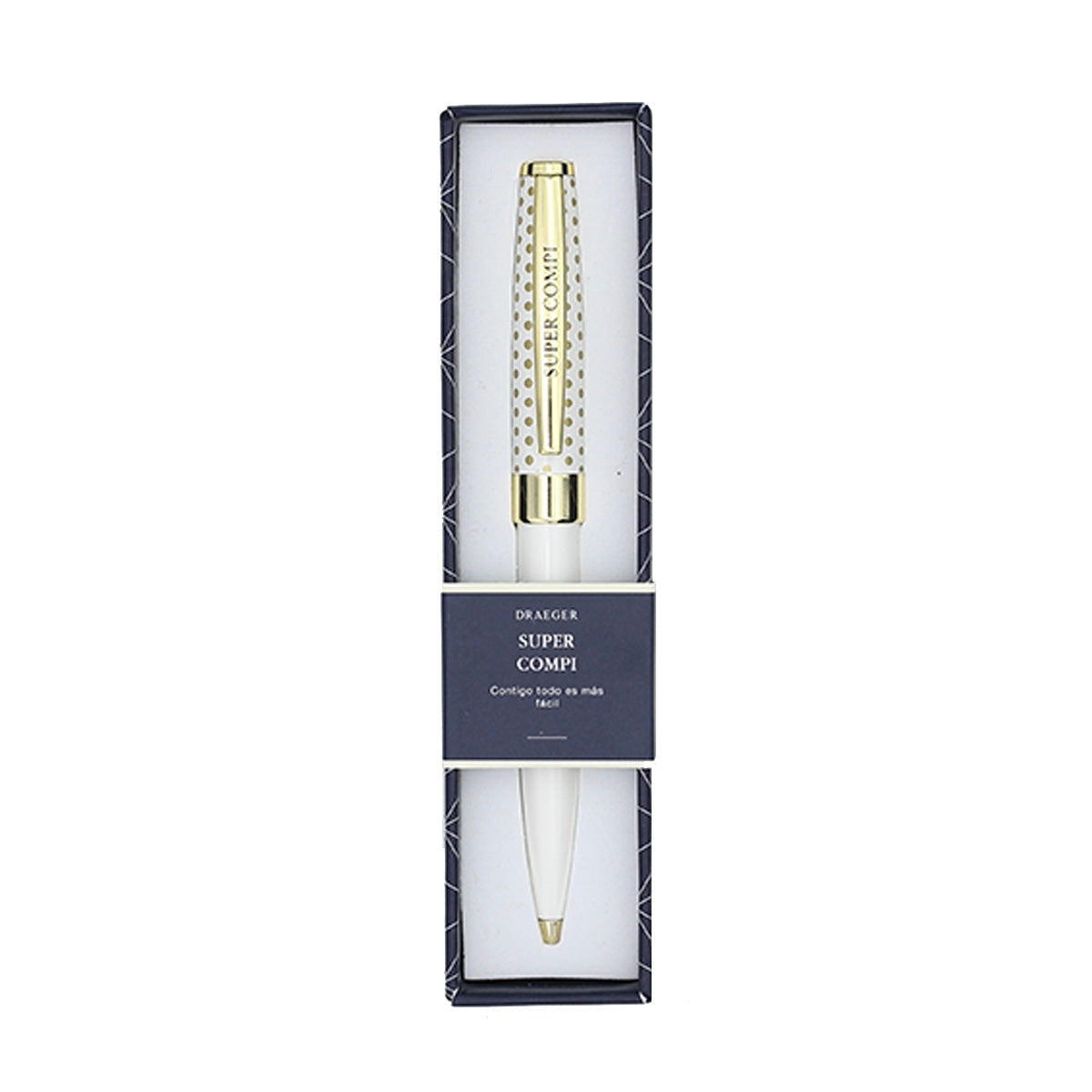 Bolígrafo SUPER COMPI Blanco y Dorado - DRAEGER