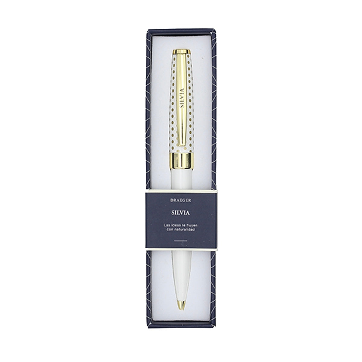 Bolígrafo SILVIA Blanco y Dorado - DRAEGER