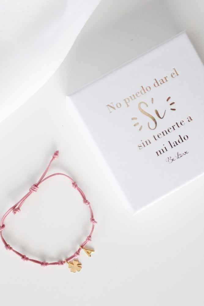 Pulsera "Que SUERTE tenerte" Inicial Plata-Be Love