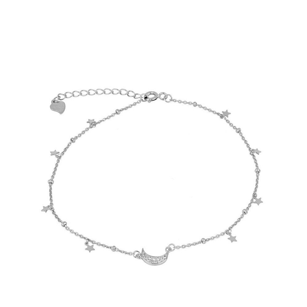 TOBILLERA LUNA Y ESTRELLAS - PLATA
