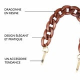 Cadena Para Teléfono Corta RESINA MARRÓN Y DORADA - DRAEGER