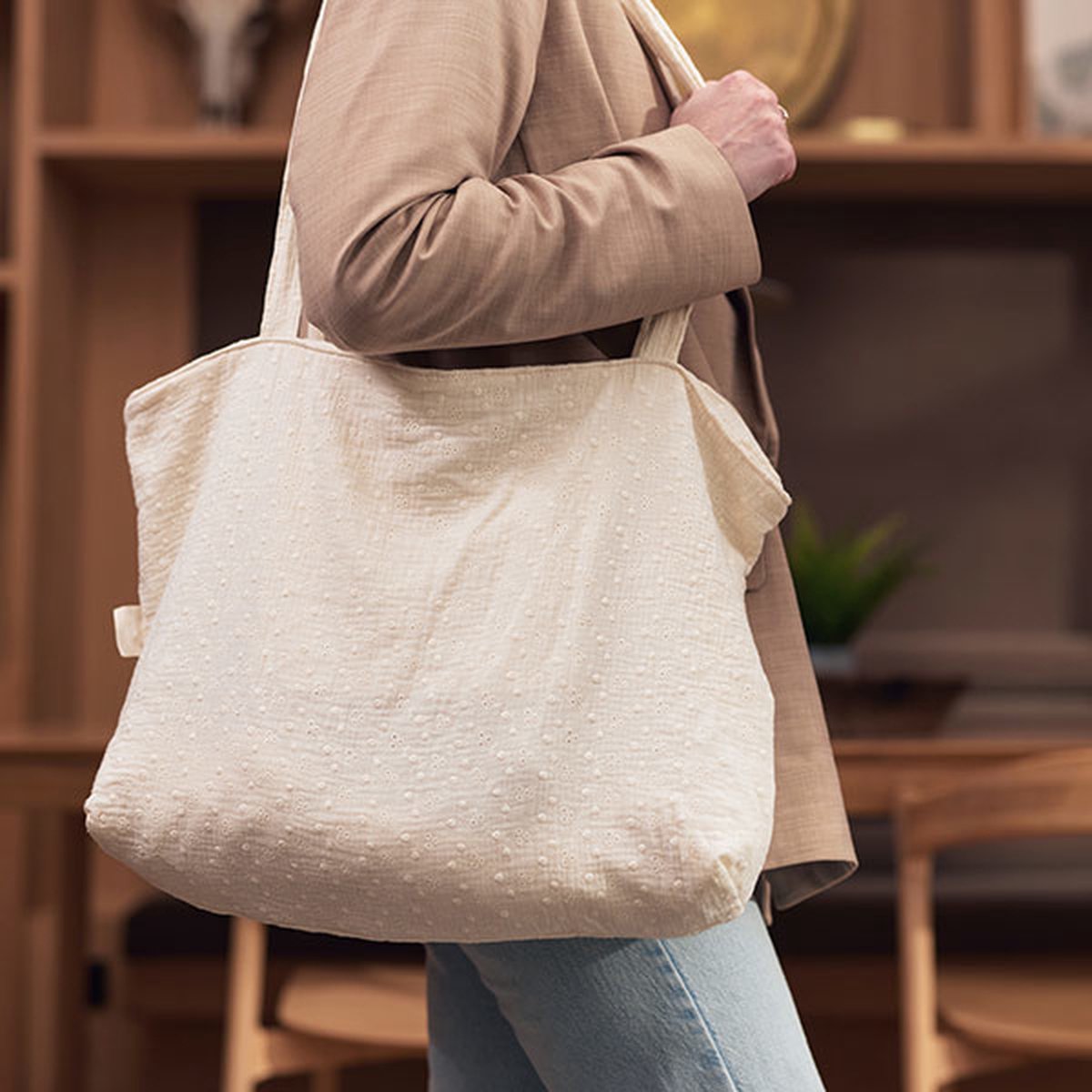 Shopper Bordado color marfil - Jollein