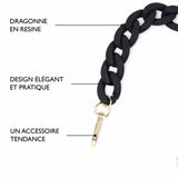 Cadena Para Teléfono Corta RESINA NEGRO Y DORADO- DRAEGER