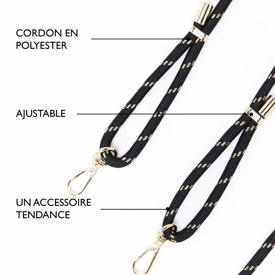 Cordón Para Teléfono LARGO NEGRO Y DORADO - DRAEGER