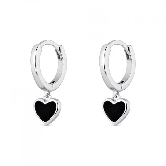 Pendientes Plata Black Heart- Be Love