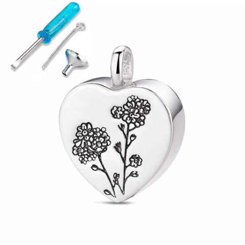 Gargantilla Nomeolvides de plata rodiado corazón con tornillo de 20 mm +Accesorios