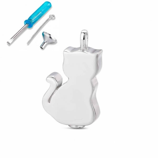 Gargantilla Nomeolvides de plata rodiado gato de 20 mm con tornillo +Accesorios