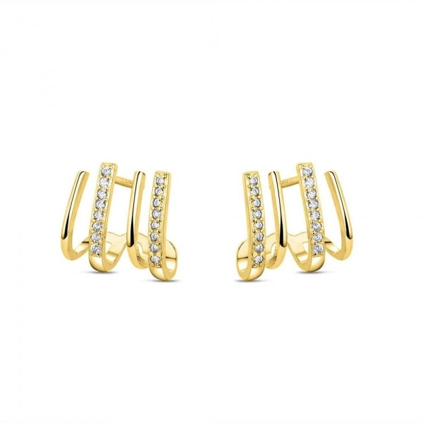 Pendientes Plata Bañado Oro Efect Three