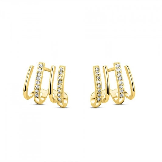 Pendientes Plata Bañado Oro Efect Three