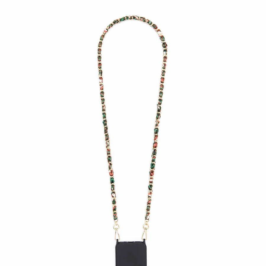 Cadena Para Teléfono LARGA DORADA FOULAR VERDE - DRAEGER