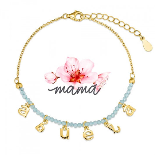 Pulsera Abuela-Plata y Piedras Azules