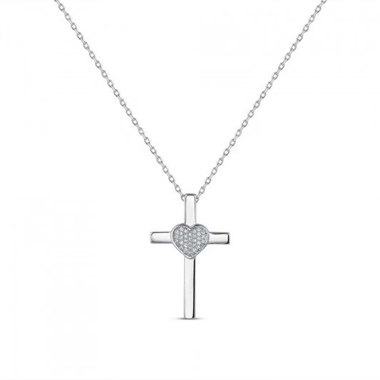 Gargantilla Cruz Corazón-Plata