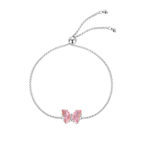 Pulsera Mariposa Circonita Rosa Plata- Be Love