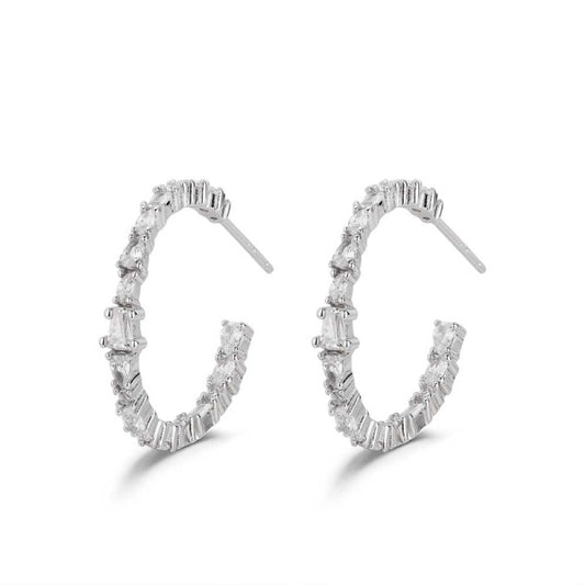 Pendientes Aro Circonita-Plata Primera Ley