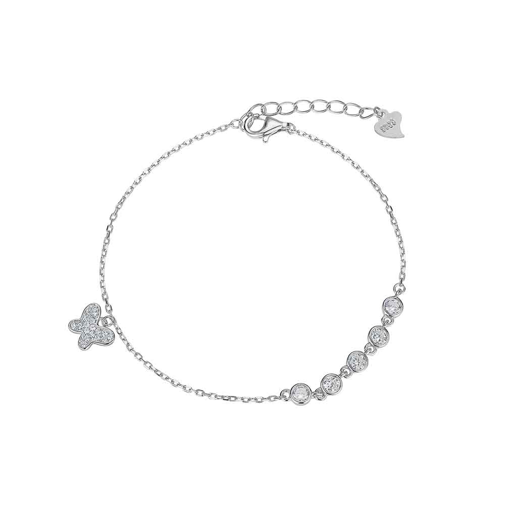Pulsera Plata CIRCONITAS Y MARIPOSA - PROMOJOYA
