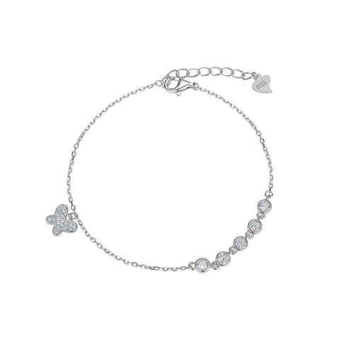 Pulsera Plata CIRCONITAS Y MARIPOSA - PROMOJOYA