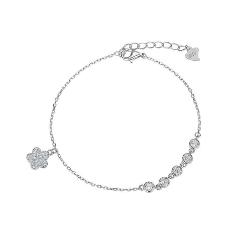 Pulsera Plata CIRCONITAS Y FLOR - PROMOJOYA