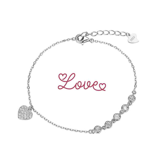 Pulsera Plata CIRCONITAS Y CORAZÓN - PROMOJOYA