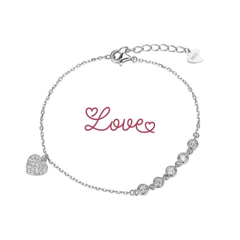 Pulsera Plata CIRCONITAS Y CORAZÓN - PROMOJOYA