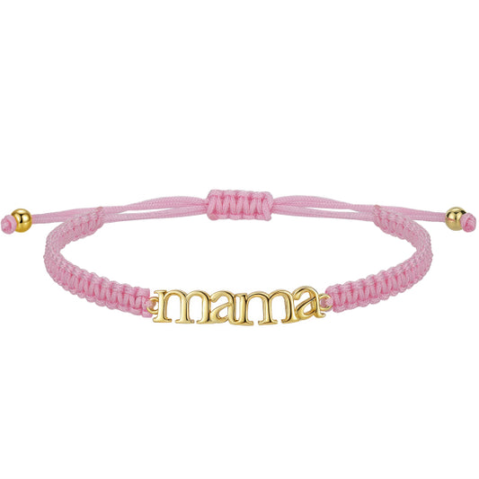 Pulsera Mamá Plata y Macramé Rosa