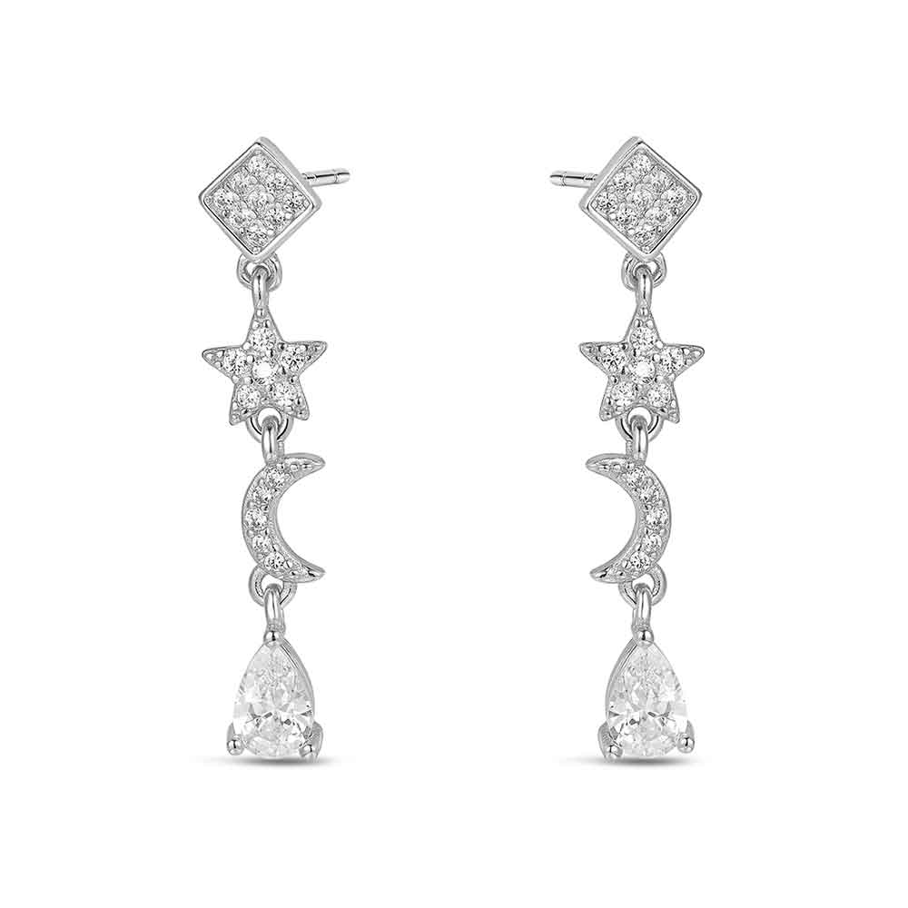 Pendiente Plata ESTRELLA Y LUNA CON CIRCONITAS - Be Love