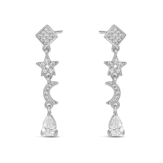 Pendiente Plata ESTRELLA Y LUNA CON CIRCONITAS - Be Love