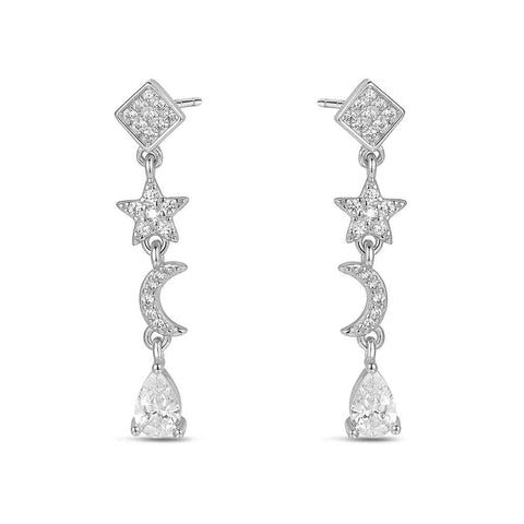 Pendiente Plata ESTRELLA Y LUNA CON CIRCONITAS - PROMOJOYA