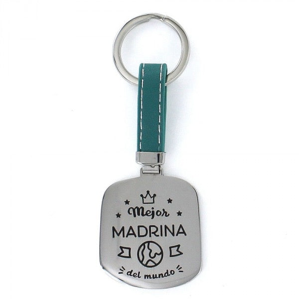 Llavero De Acero y Cuero Mejor Madrina Del Mundo