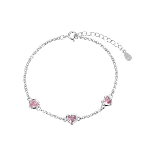 Pulsera Plata CORAZÓN CIRCONITA ROSA - PROMOJOYA