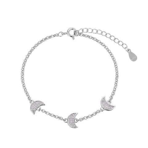 Pulsera Plata LUNA CIRCONITA ROSA- PROMOJOYA