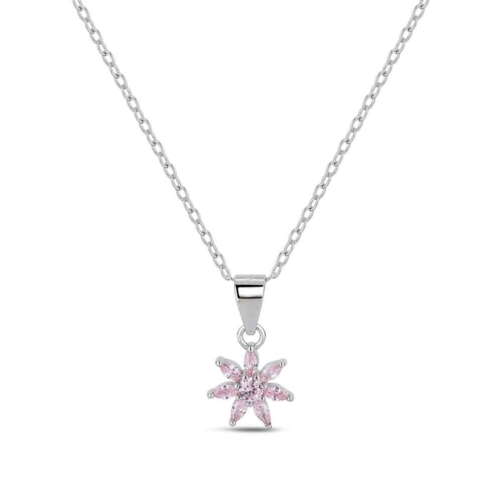 Gargantilla Plata FLOR CIRCONITA ROSA - PROMOJOYA