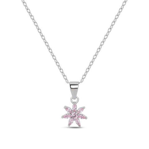 Gargantilla Plata FLOR CIRCONITA ROSA - PROMOJOYA