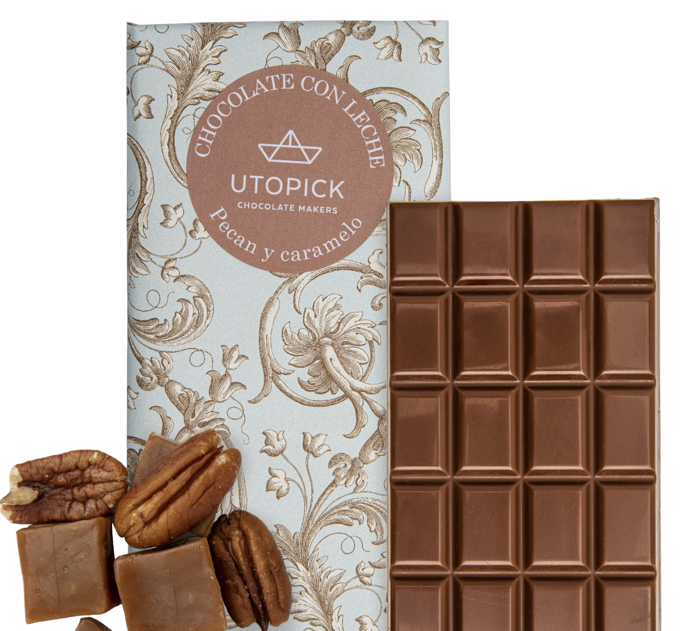 Tableta de Chocolate con Leche PECAN Y CARAMELO - UTOPICK