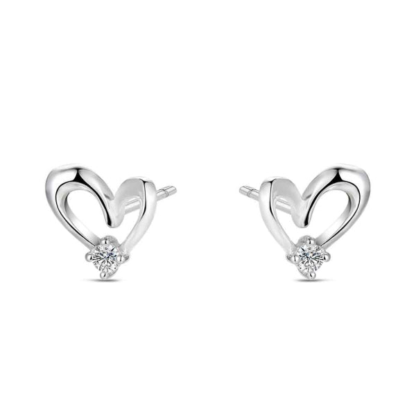 Pendientes Corazón Plata con Circonita-Be Love