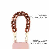 Cadena Para Teléfono Corta RESINA MARRÓN Y DORADA - DRAEGER