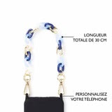 Cadena Para Teléfono CORTA RESINA AZUL Y DORADO - DRAEGER