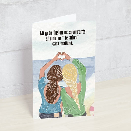 Postal MI GRAN ILUSIÓN ES SUSURRARTE AL OÍDO “TE ADORO”  CADA MAÑANA - HAPPY MOTS