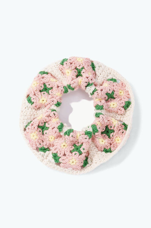 Coletero elástico con flores de ganchillo 13 cm