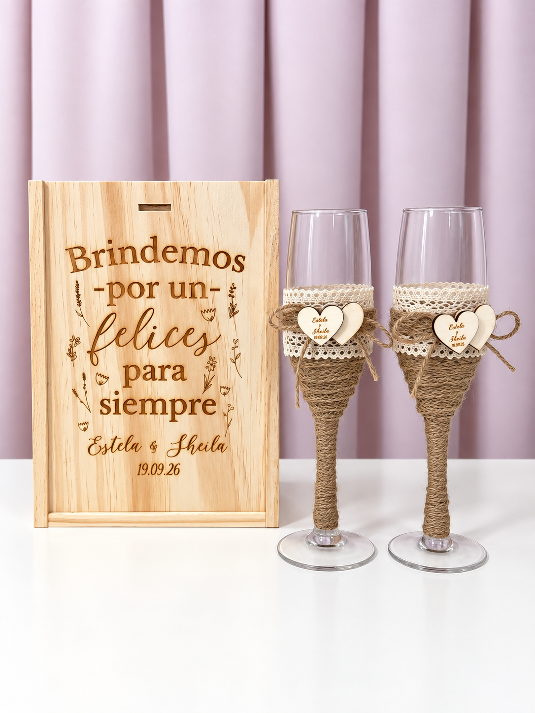 Copas de Cava Vintage Personalizable Brindemos por un felices para siempre-Be Love