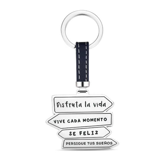 Llavero Happy de acero disfruta de la vida