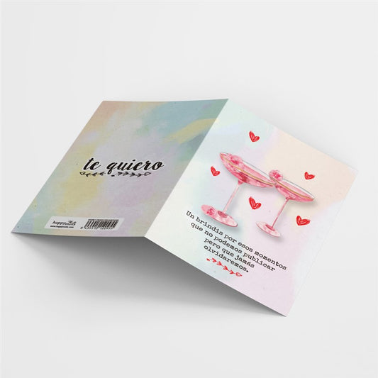 Postal UN BRINDIS POR ESOS MOMENTOS QUE NO PODEMOS PUBLICAR PERO JAMÁS OLVIDAREMOS. HAPPY MOTS