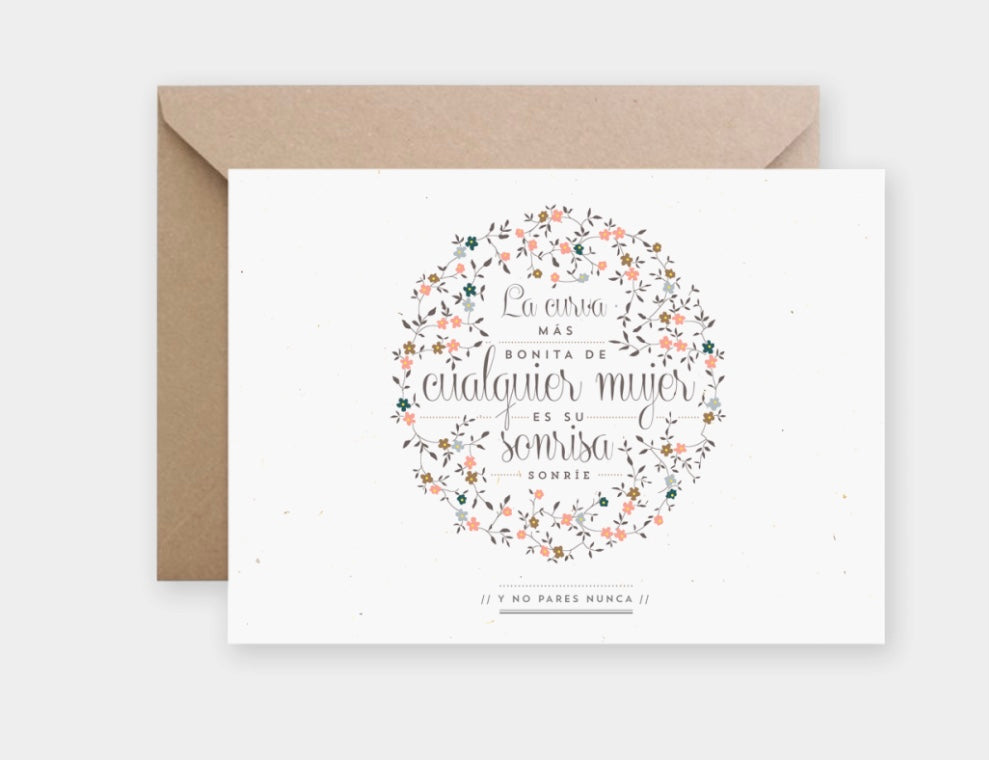 Postal LA CURVA MÁS BONITA DE CUALQUIER MUJER ES SU SONRISA - The Great Moustache