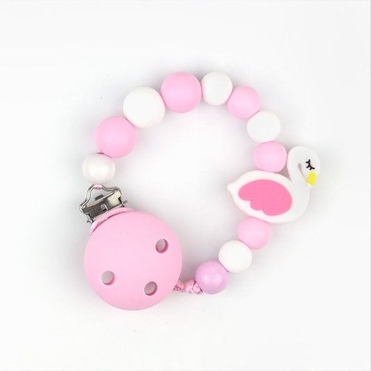 Cadena PORTACHUPETES de Silicona CISNE Rosa - Mi Pipo