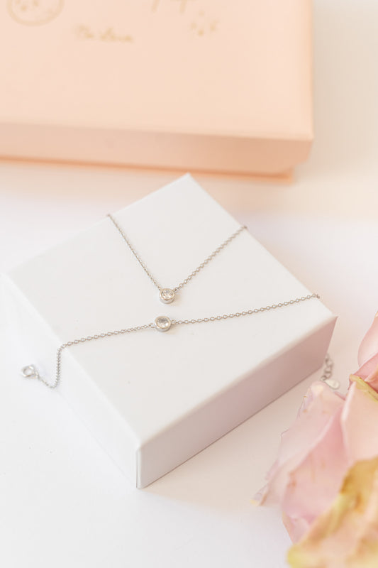 Conjunto Pulsera y Gargantilla Circonita- Gracias por estar a mi lado