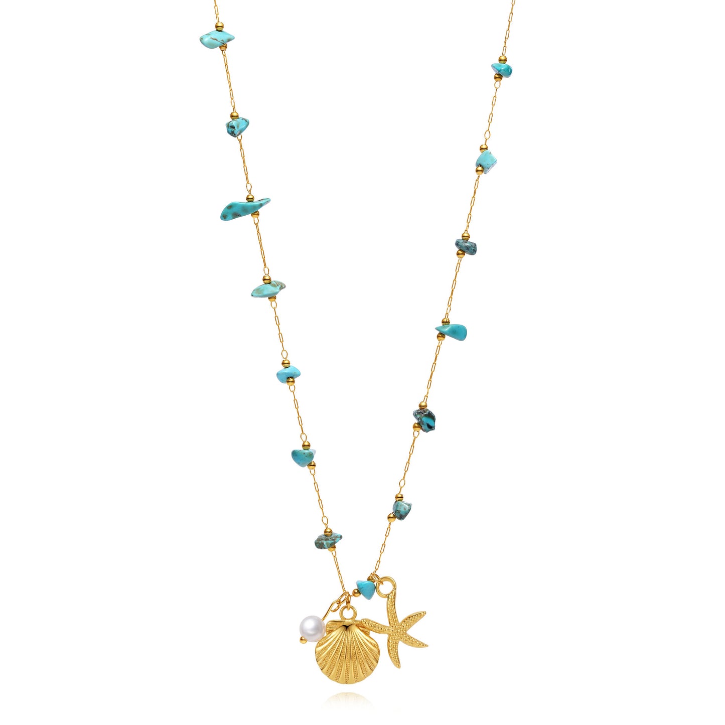 Collar Turquesa Concha y Estrella de Mar