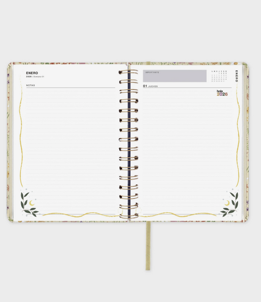 Agenda Anual 2026 "Bloom" Día Página - UO