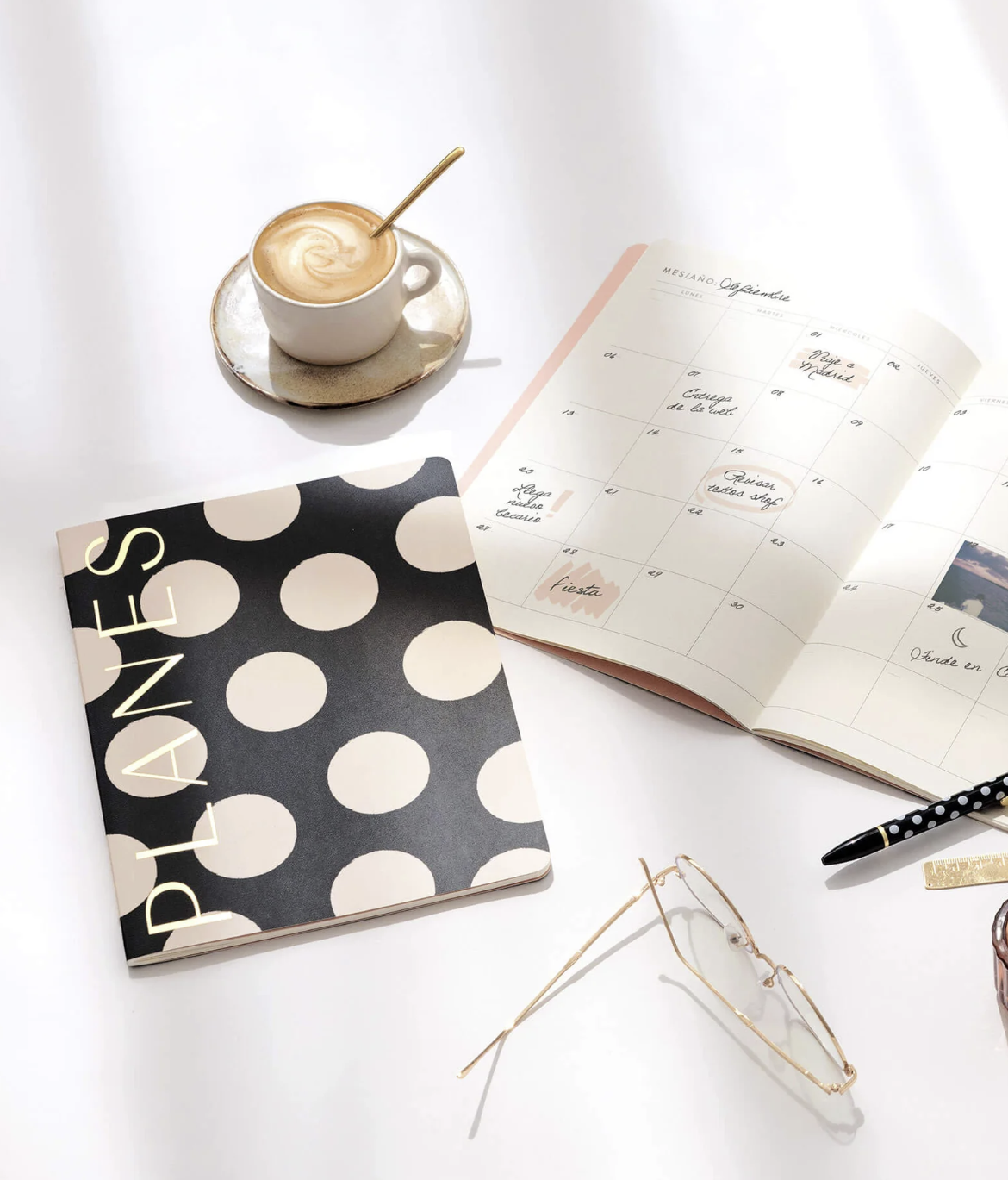 Planes. Planificador mensual ligero. Negro. Grande. - CHARUCA