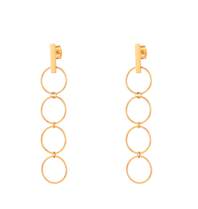 PENDIENTE ACERO - CIRCULOS - 58 MM - COLOR ORO