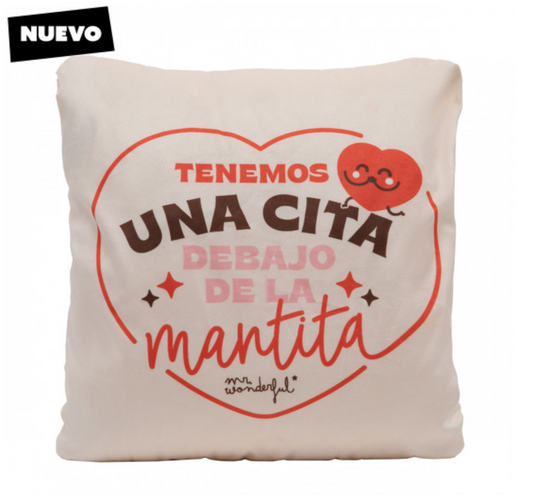 Manta + funda de cojín - Tenemos una cita debajo de la mantita Mr. Wonderful